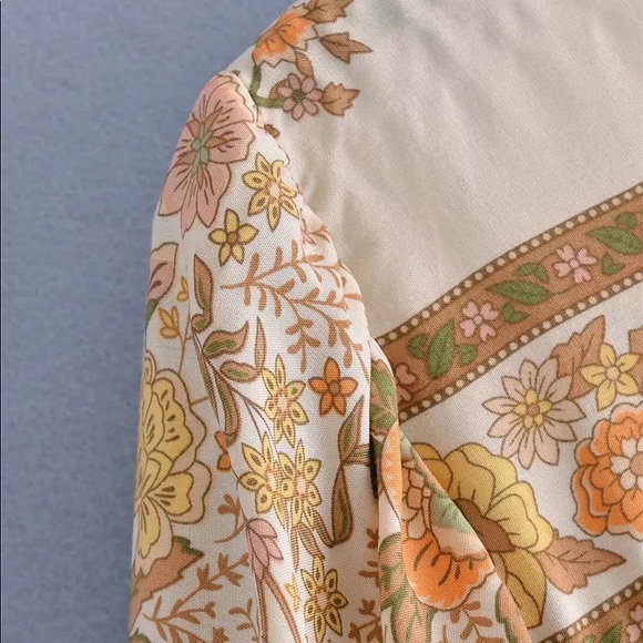 James Floral Shift Viscose Blouse With Blouson Sleeves, Airy Flowy Top - Picture 8 of 14